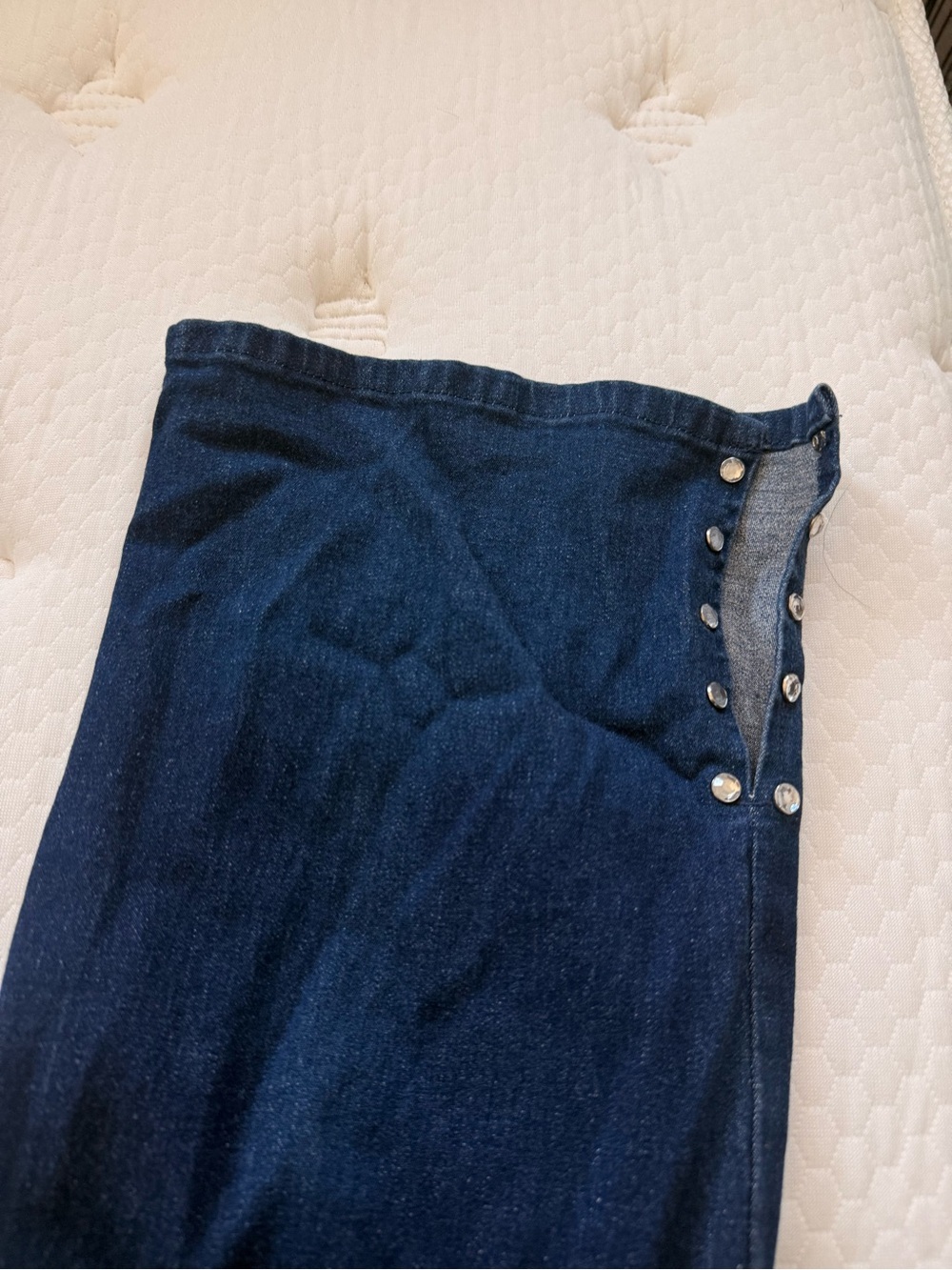 Quacker Factory Dark Blue Denim Elastic Waist Pants - Picture 2 of 5
